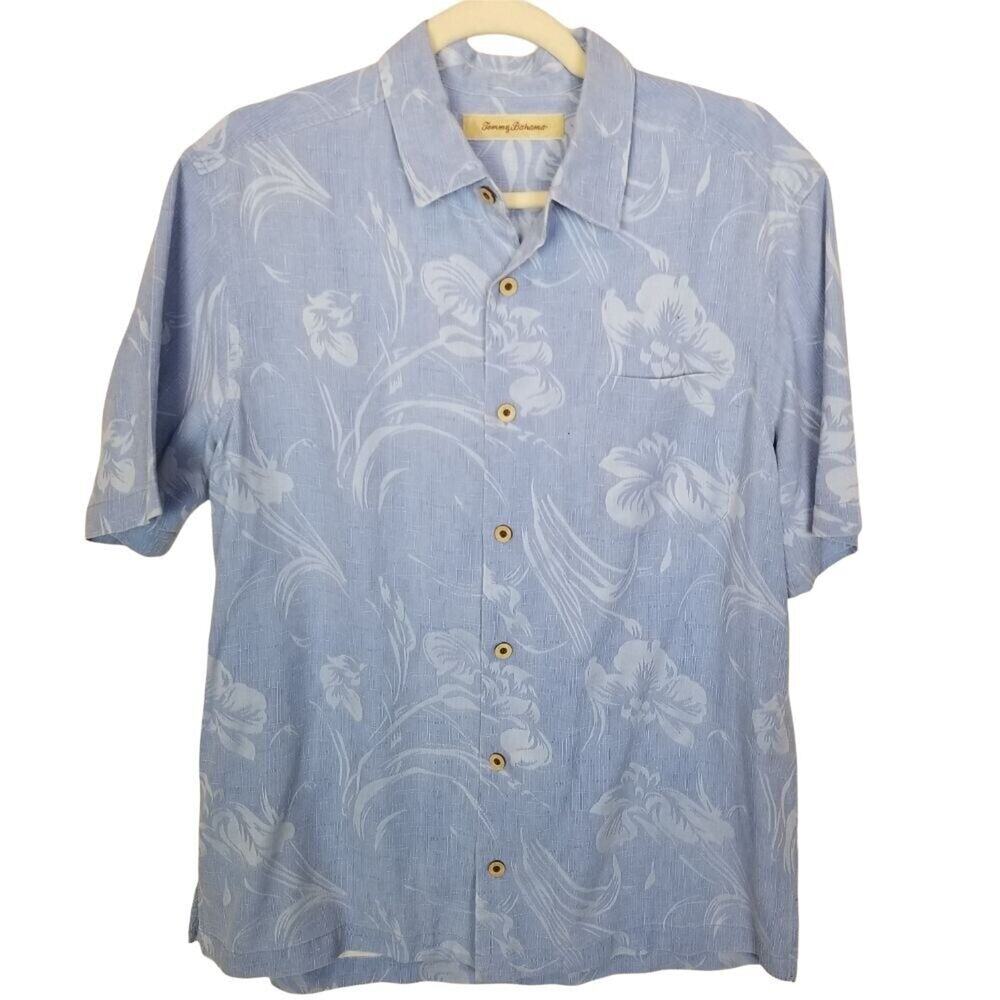 Tommy Bahama Mens Silk Floral Hawaiian Shirt Size M Tropical Resortwear Beach